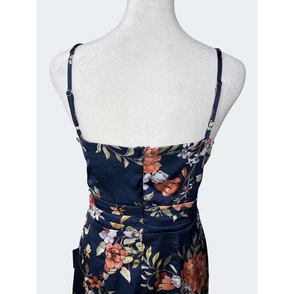 Lulus My Favorite Day Womens Navy Blue Flora Print Tulipl Wrap Midi Dress XXL - Picture 12 of 15